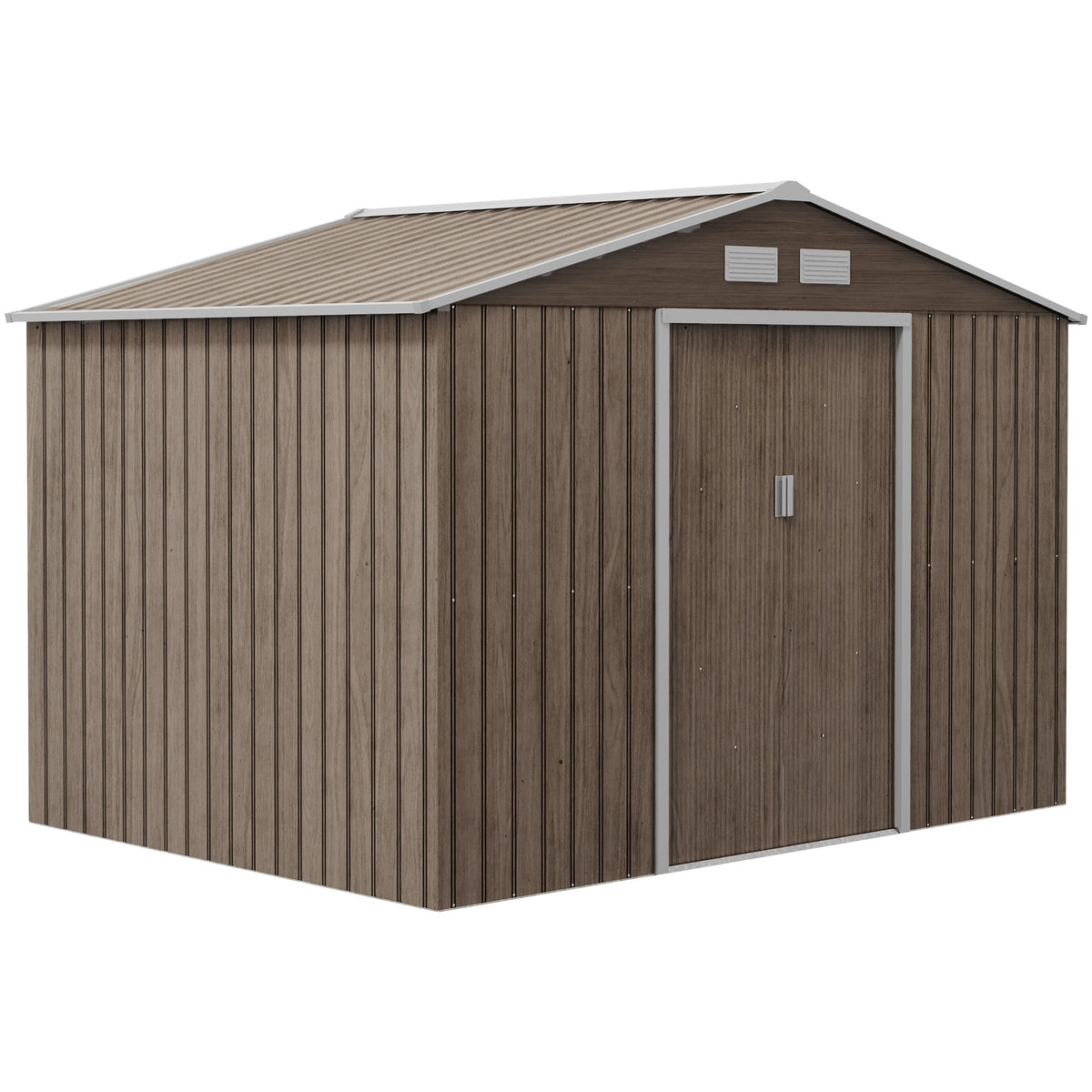Outsunny Steel Garden Shed in Light Brown