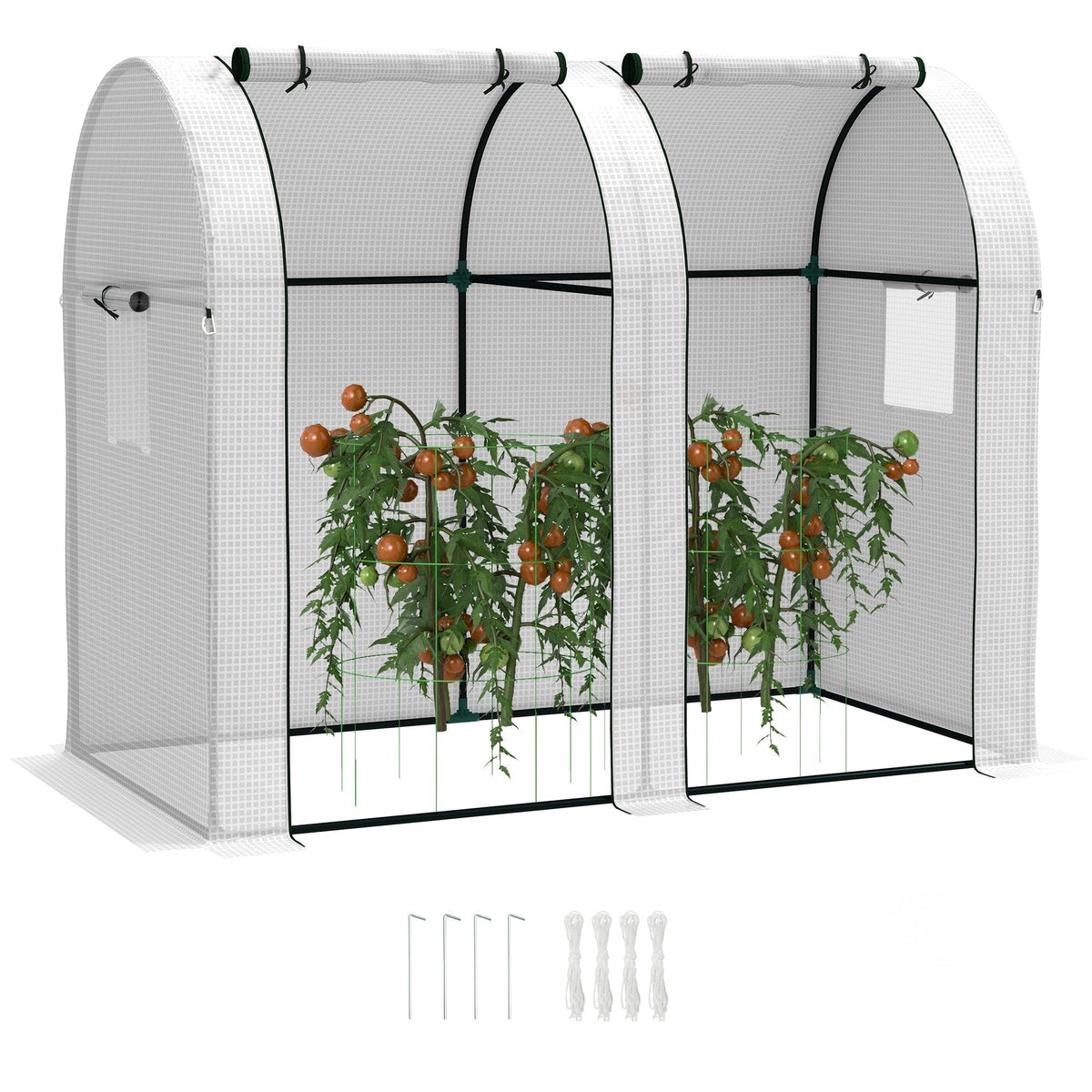Outsunny Mini Two-Room Greenhouse in White