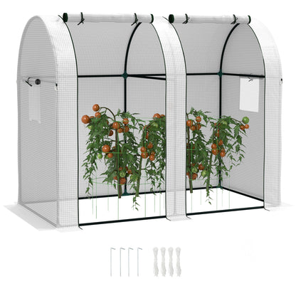 Outsunny Mini Two-Room Greenhouse in White