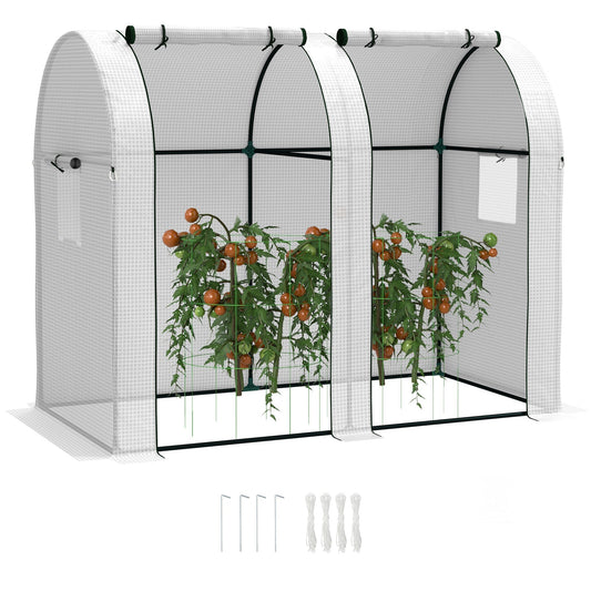 Outsunny Mini Two-Room Greenhouse in White