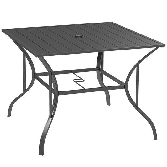 Outsunny Garden Table with Parasol Hole in Dark Grey