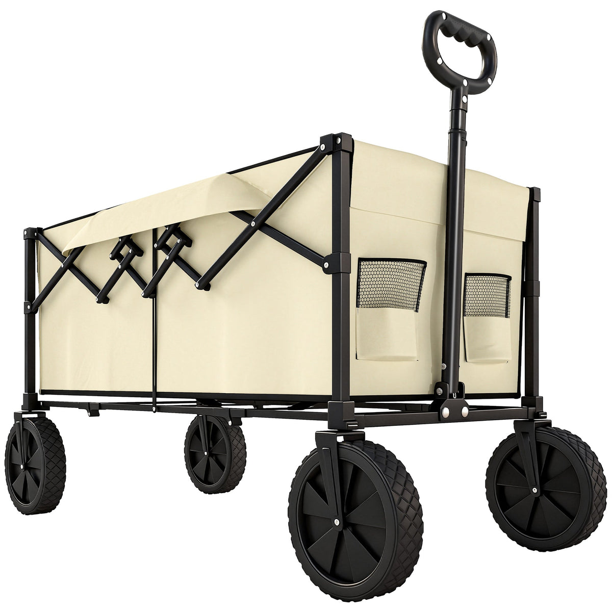 Outsunny 95L Foldable Festival Trolley on Wheels in Khaki