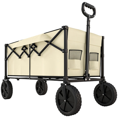 Outsunny 95L Foldable Festival Trolley on Wheels in Khaki