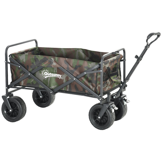 Outsunny 95L Folding Steel Frame Garden Trolley in Camouflage