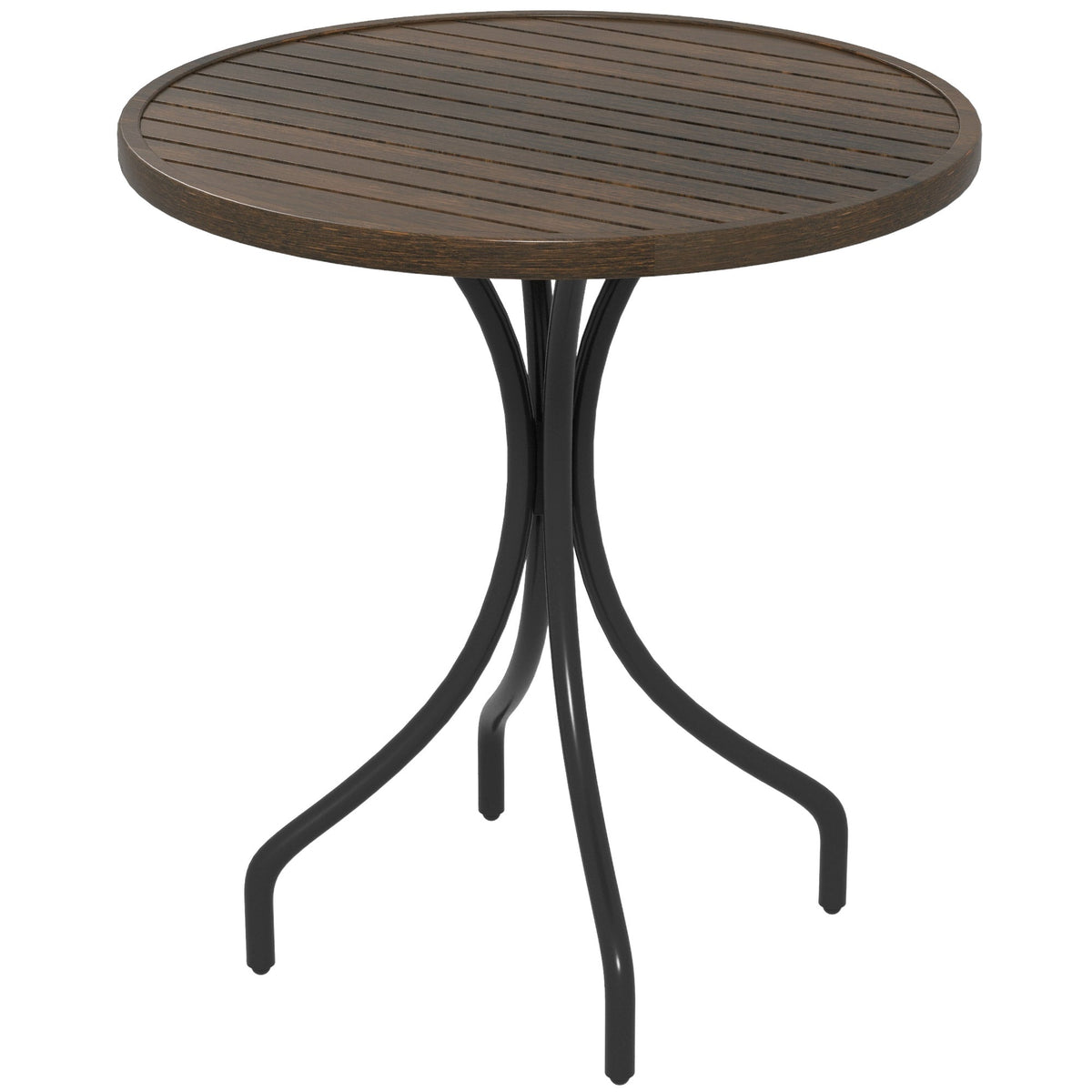 Outsunny a66cm Galvanised Steel Garden Table in Brown Wood Grain