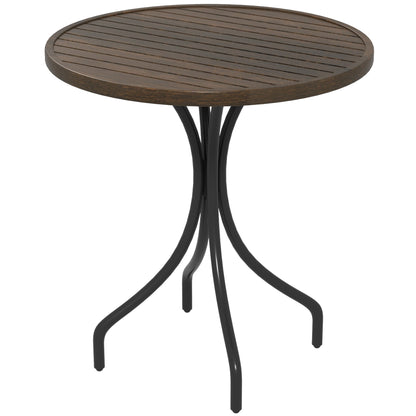 Outsunny a66cm Galvanised Steel Garden Table in Brown Wood Grain