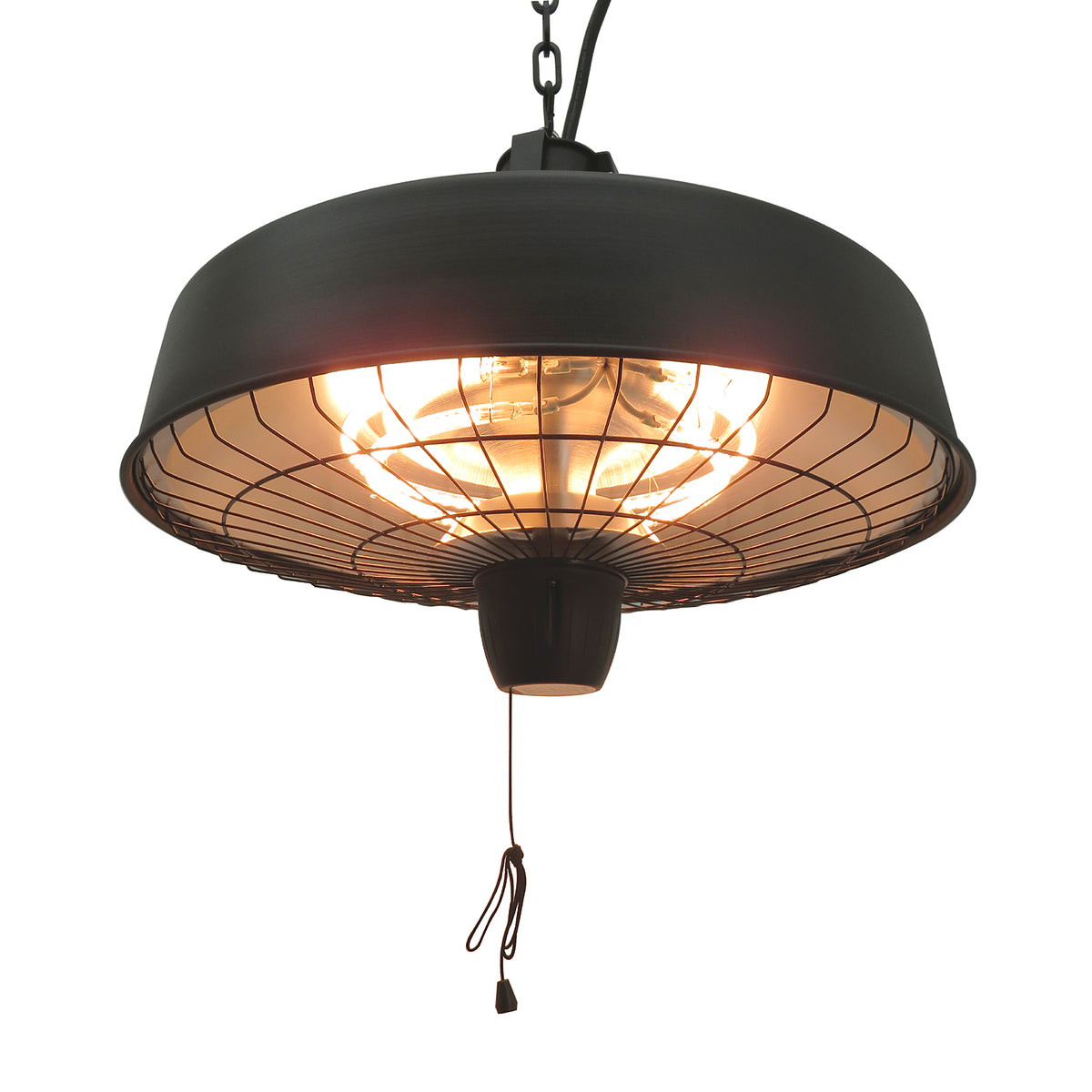 Adjustable Power 1000/2500W Infrared Halogen Electric Patio Light Heater in Black