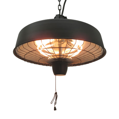 Adjustable Power 1000/2500W Infrared Halogen Electric Patio Light Heater in Black