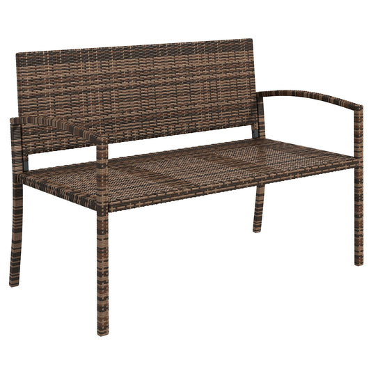 Outsunny All Weather Wicker Garden Loveseat in Brown