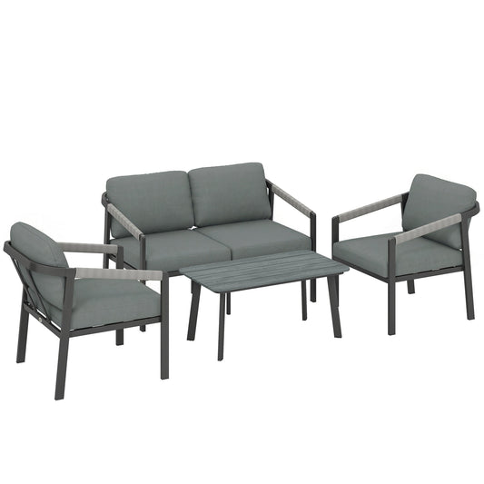 Outsunny Aluminium Garden Furniture Set in Black