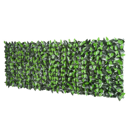 Outsunny Artificial Leaf Hedge Screen Privacy Fence Panel in Light Green and Dark Green