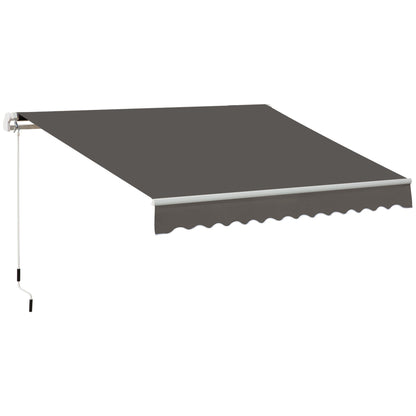 Outsunny Awning Canopy Manual Retractable Porch Sun Shade Shelter in Grey