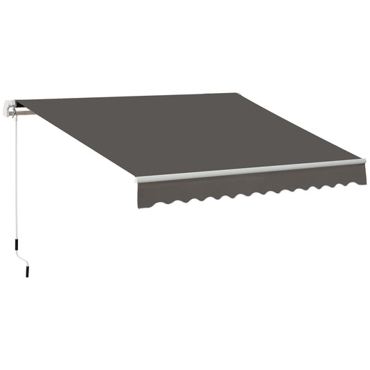 Outsunny Awning Canopy Manual Retractable Porch Sun Shade Shelter in Grey