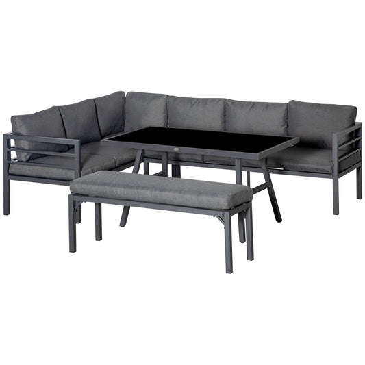 Outsunny 4 Piece L-shaped Garden Furniture Set in Grey