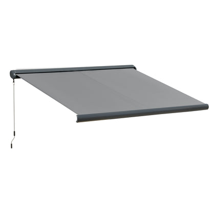 Outsunny Cassette Electric Manual Awning Door Window Retractable Canopy in Grey