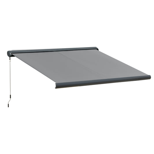 Outsunny Cassette Electric Manual Awning Door Window Retractable Canopy in Grey