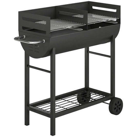 Outsunny Charcoal Barbecue Grill with 2 Cooking Areas
