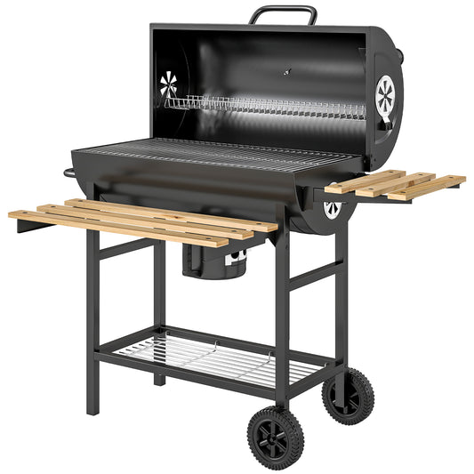Outsunny Charcoal Grill in Natural Wood and Black