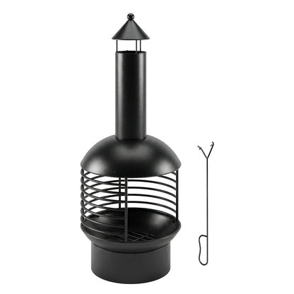 Outsunny Chimney Fire Pit in Black