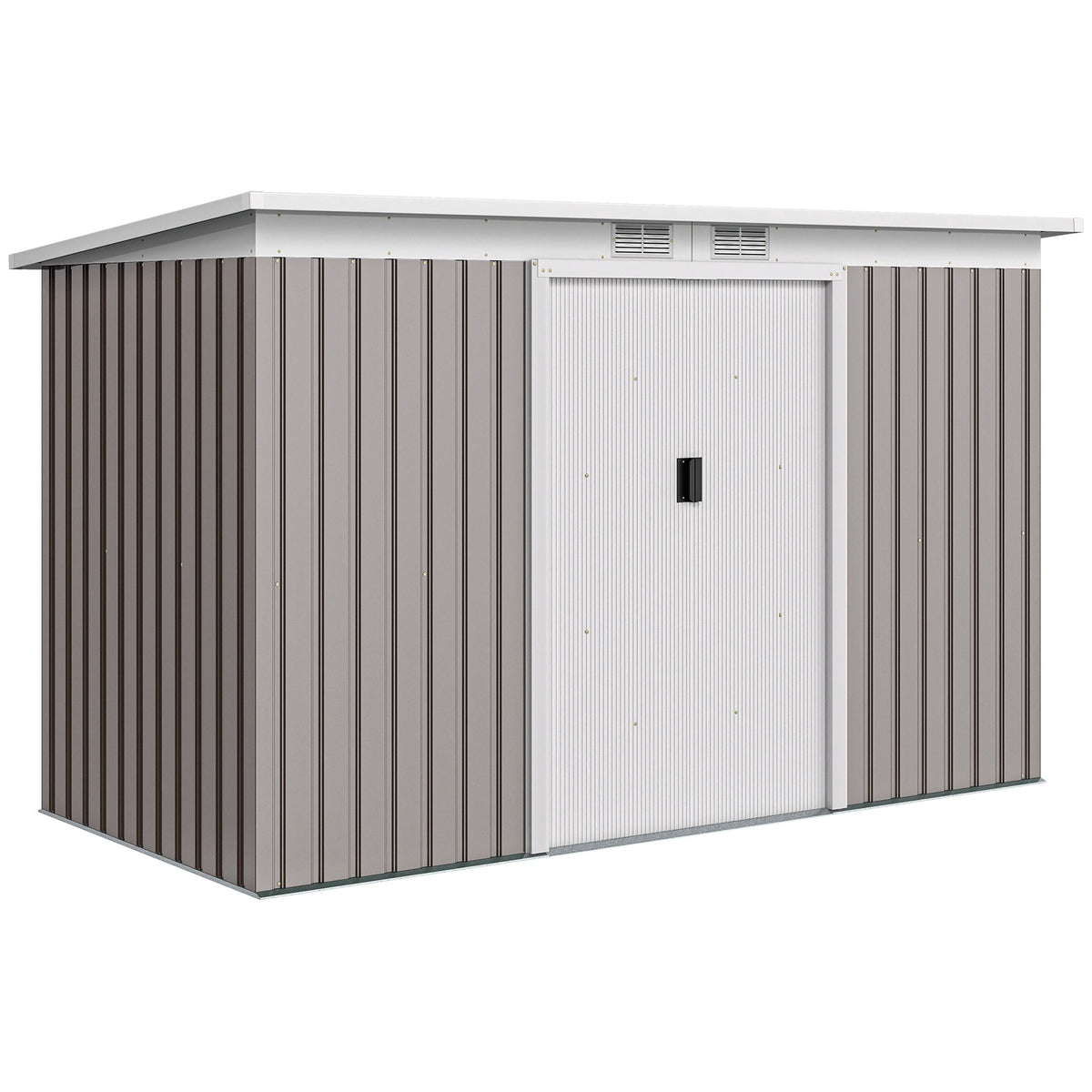 Outsunny Corrugated Garden Shed in Light Grey