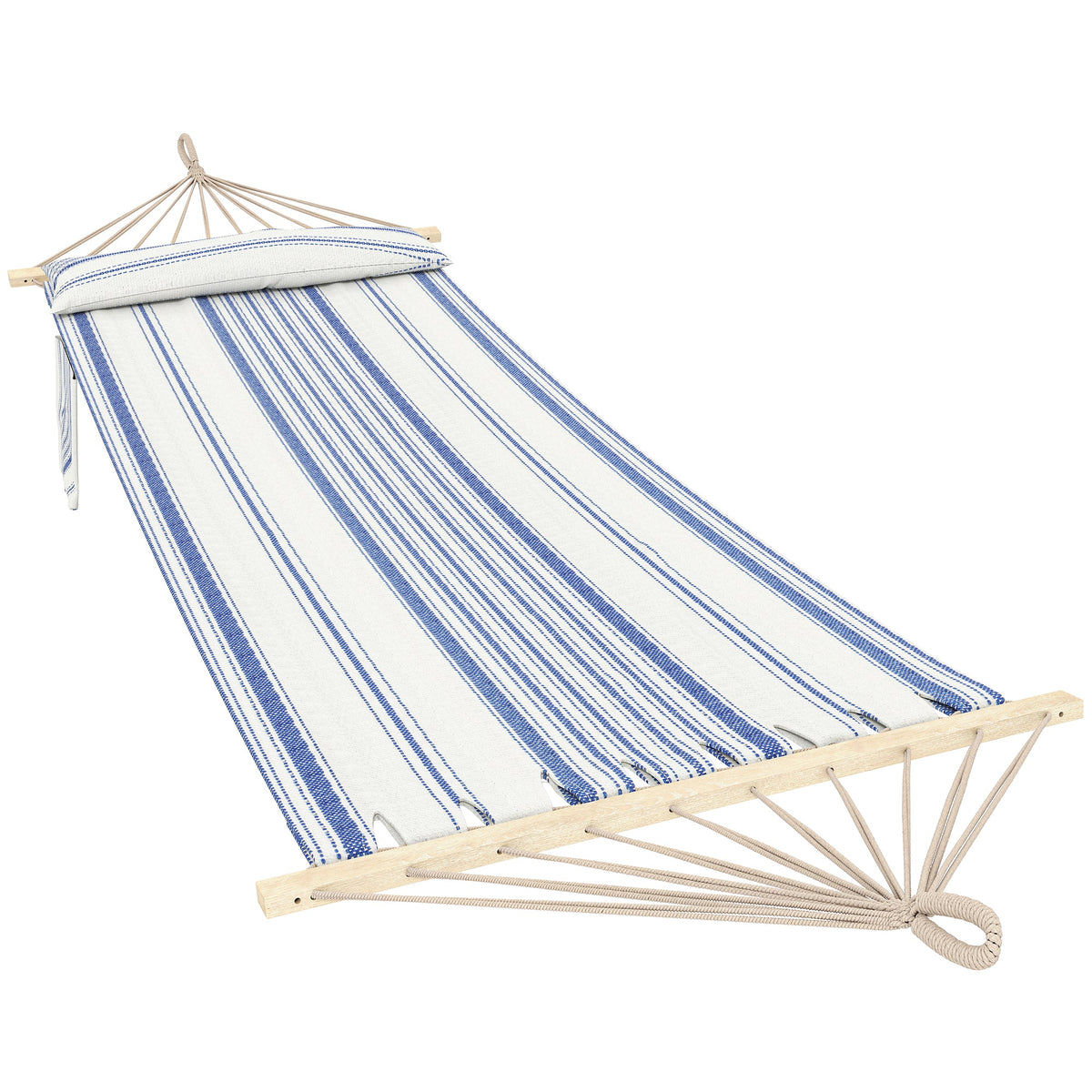 Outsunny Cotton Hammock in Blue and White