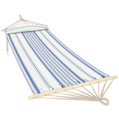 Outsunny Cotton Hammock in Blue and White