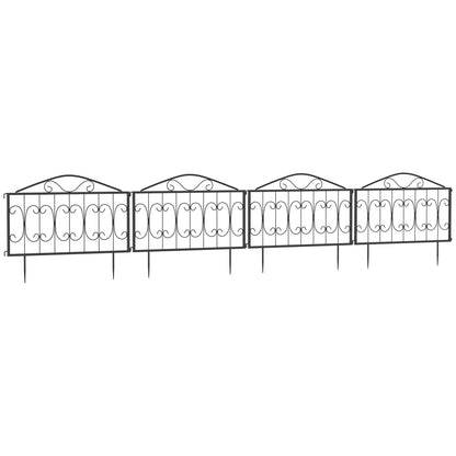 Outsunny Decorative Garden Fencing in Black