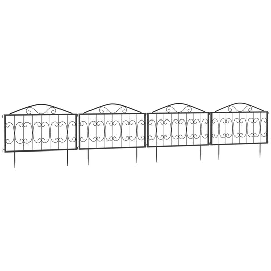 Outsunny Decorative Garden Fencing in Black