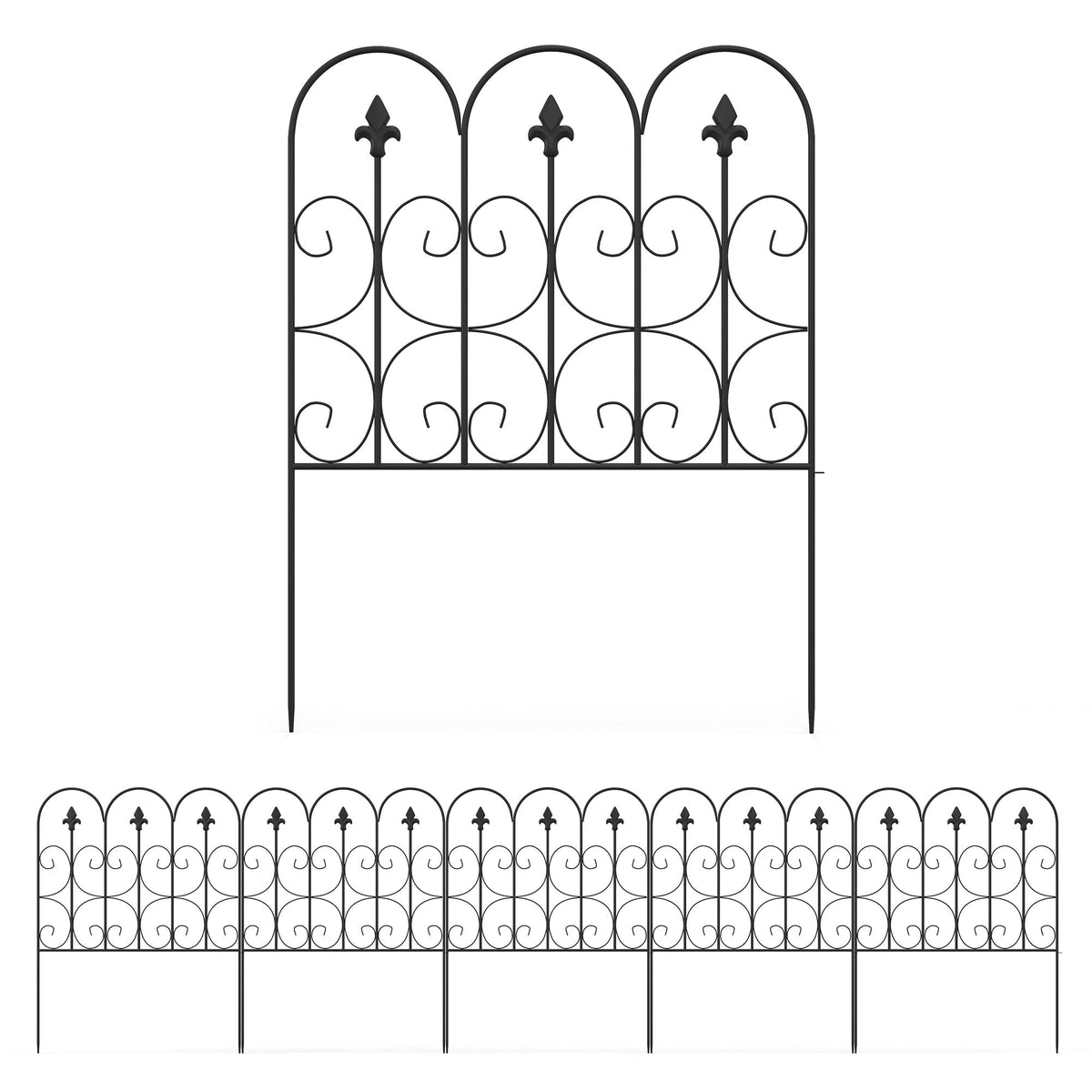 Outsunny Decorative Garden Fencing in Black