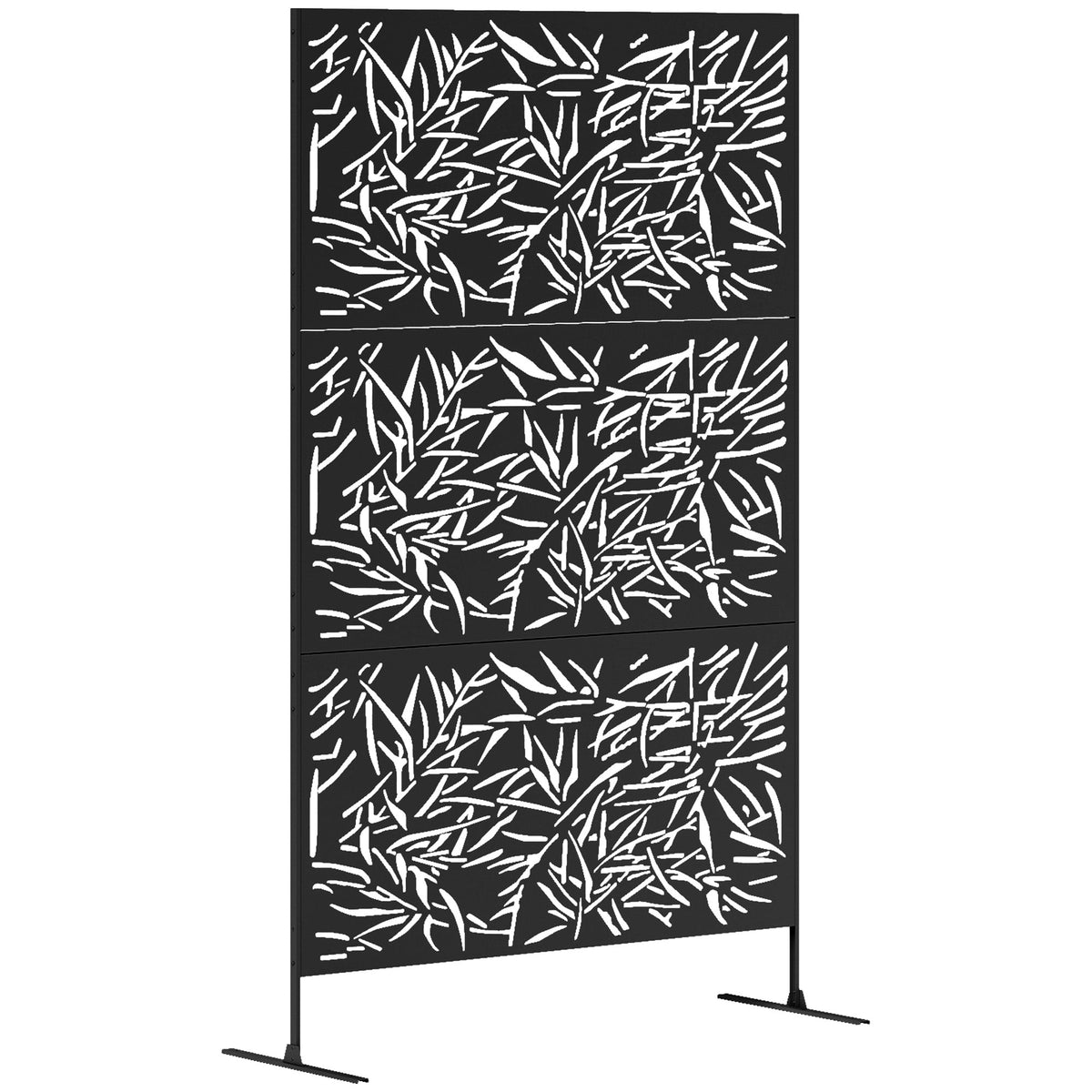 Outsunny Decorative Garden Privacy Screen with Stand in Black