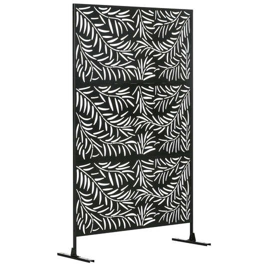 Outsunny Decorative Privacy Screen with Stand in Black
