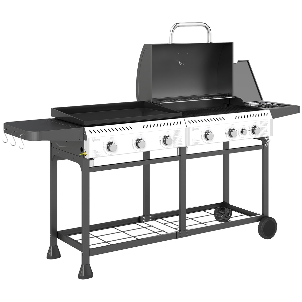 Outsunny Deluxe Duo Gas BBQ in Black