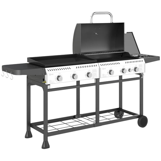 Outsunny Deluxe Duo Gas BBQ in Black