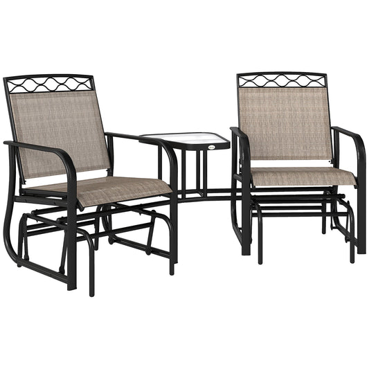 Outsunny Double Outdoor Glider Chair in Brown