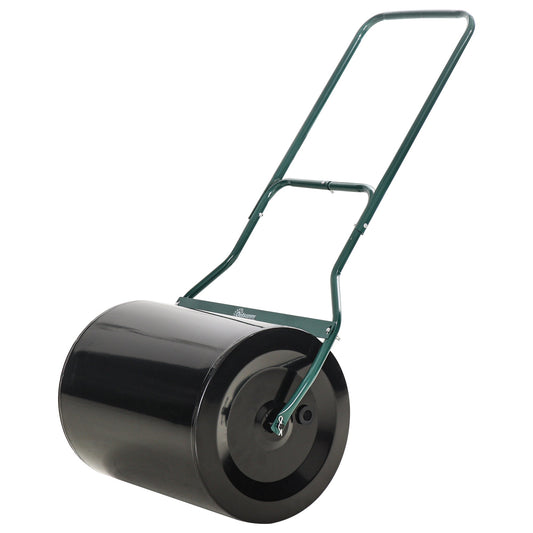 Outsunny 50cm Steel Garden Lawn Roller Push Pull in Black