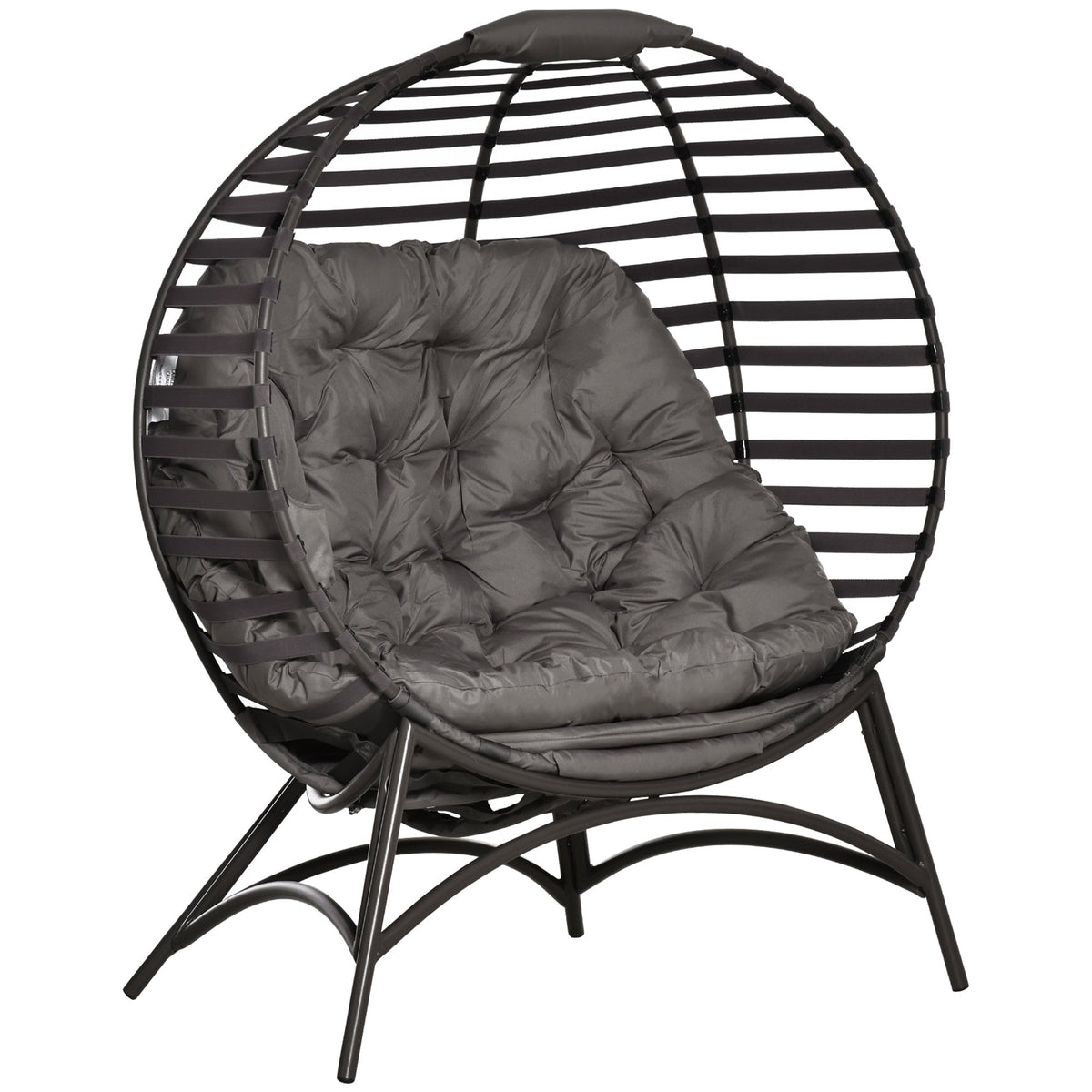 Outsunny Egg Chair with Cushion & Side Pocket in Sand Brown