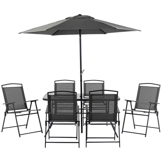 Outsunny Eight-Piece Garden Dining Set in Black