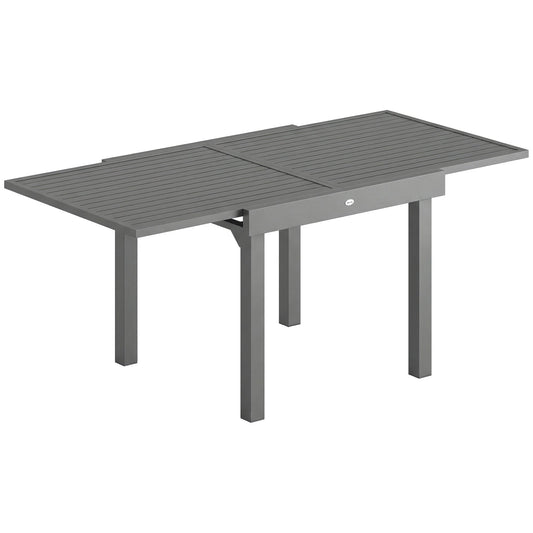 Outsunny Extending Garden Table for 4-8 People in Dark Grey