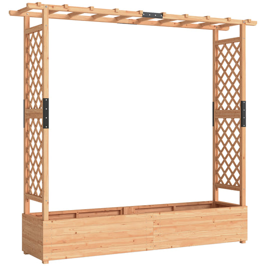 Outsunny Fir Wood Planter and Trellis Garden Bed in a Natural Wood Finish