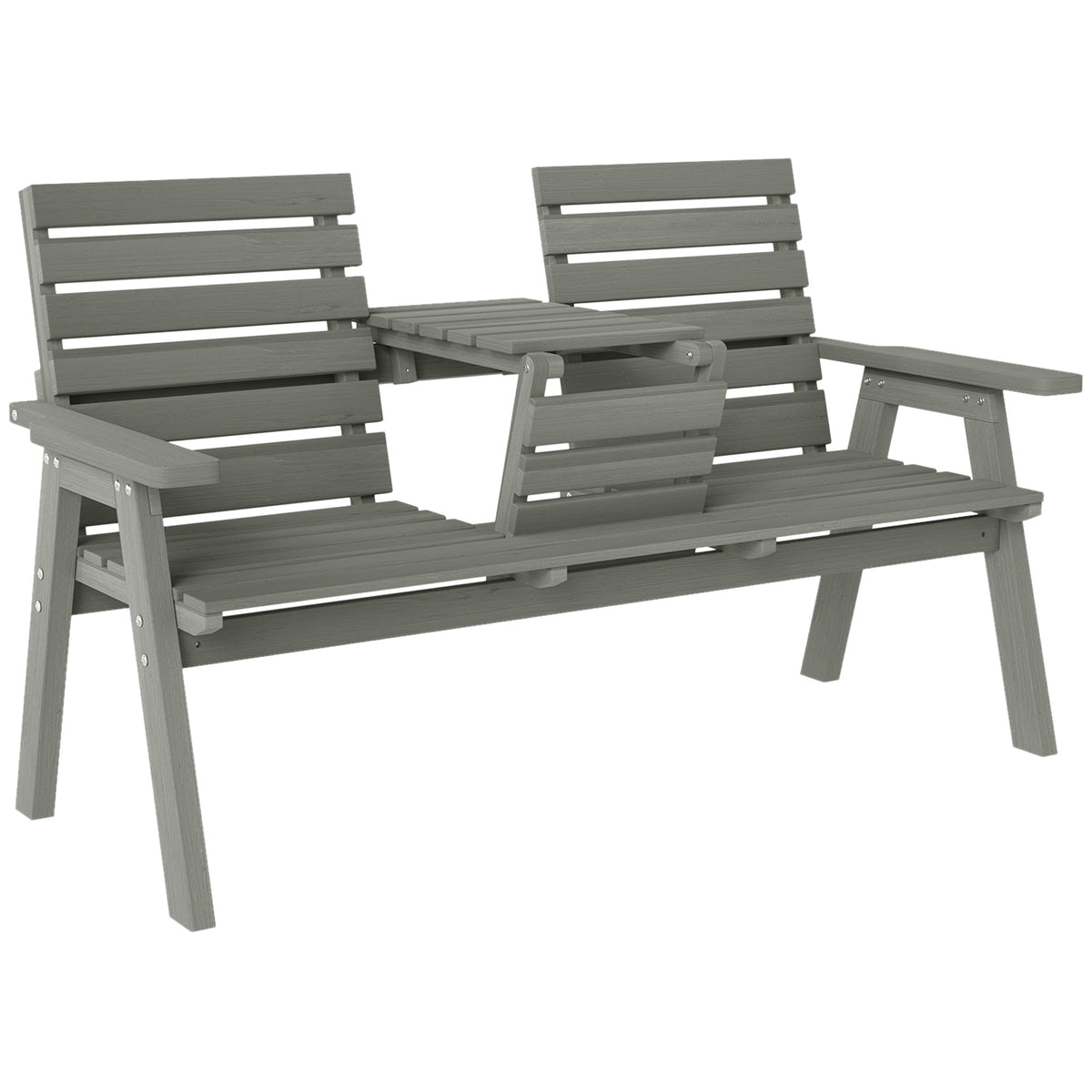 Outsunny Fir Wood Convertible 2 to 3 Seater Outdoor Garden Bench in Grey