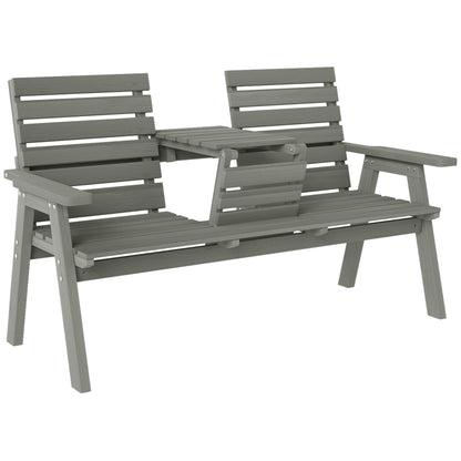 Outsunny Fir Wood Convertible 2 to 3 Seater Outdoor Garden Bench in Grey