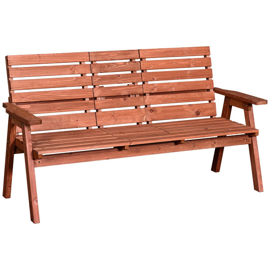 Outsunny Fir Wood Convertible 2 to 3 Seater Outdoor Garden Bench in Orange