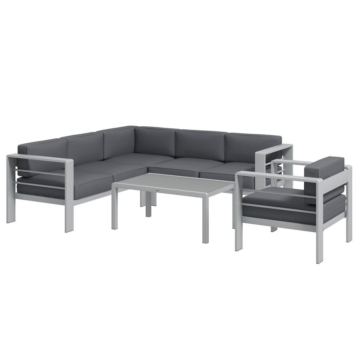 Outsunny Five-Piece Aluminium Garden Sofa Set in Light Grey