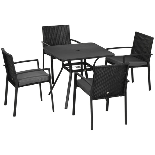 Outsunny Five-Piece Garden Dining Set in Black