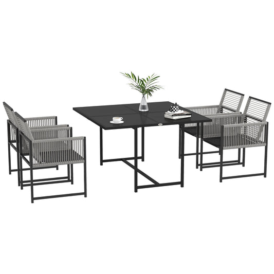 Outsunny Five-Piece Metal Dining Set in Light Grey