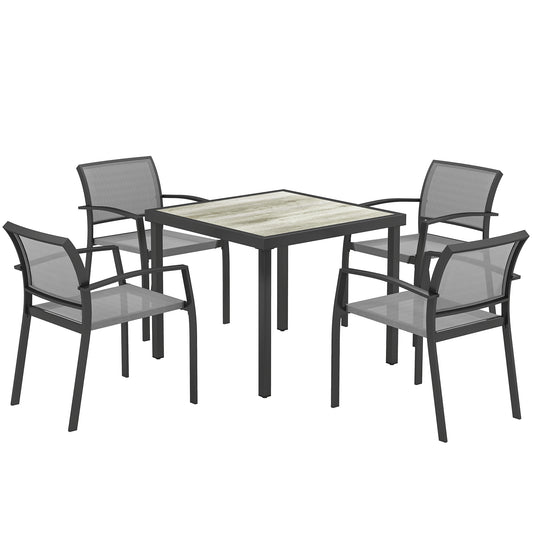 Outsunny Five-Piece Outdoor Garden Dining Set in Grey