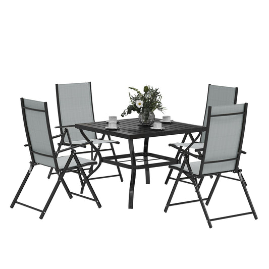 Outsunny Five-Piece Steel Frame Patio Set in Grey and Black