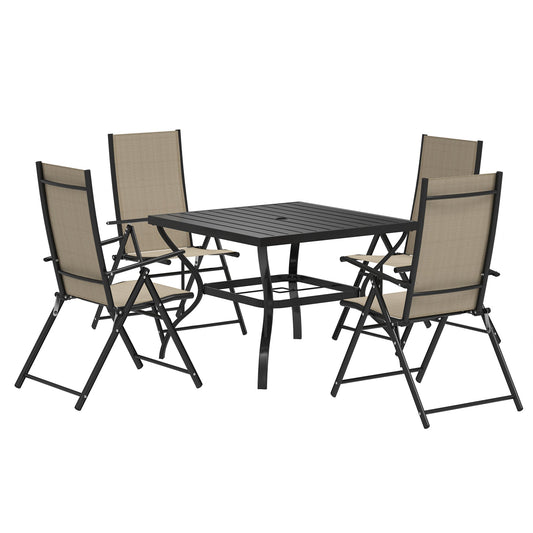 Outsunny Five-Piece Steel Frame Patio Set in Khaki and Black