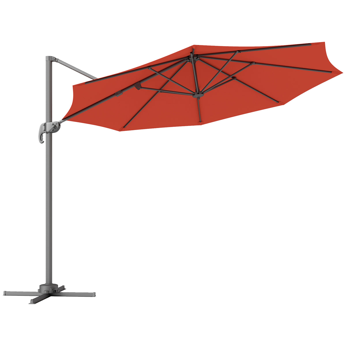 Outsunny Five-Position Overhanging Parasol in Orange
