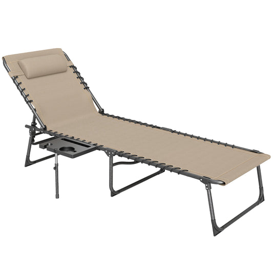 Outsunny Five-Position Reclining Sun Lounger in Beige
